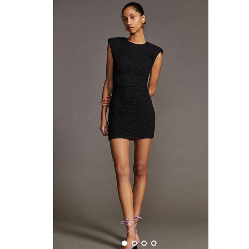 Sabina Musayev black crinkle fabric cut out back mini dress